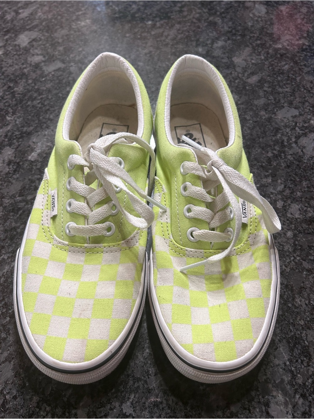 Women’s or men’s Vans Lime and White Checkerboard Low Top Sneakers